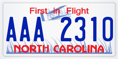 NC license plate AAA2310