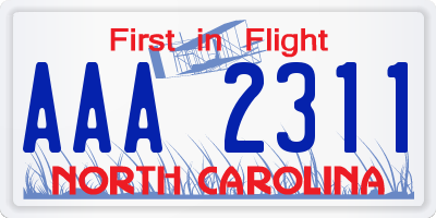 NC license plate AAA2311