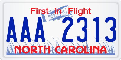 NC license plate AAA2313