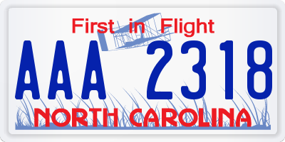 NC license plate AAA2318