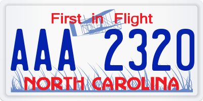 NC license plate AAA2320