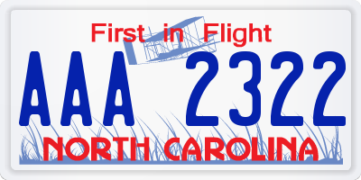 NC license plate AAA2322