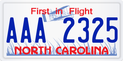 NC license plate AAA2325