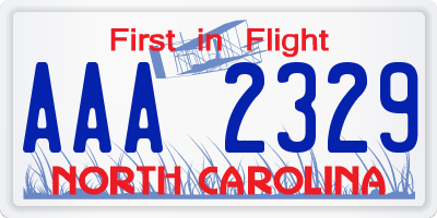 NC license plate AAA2329