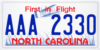 NC license plate AAA2330