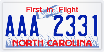 NC license plate AAA2331