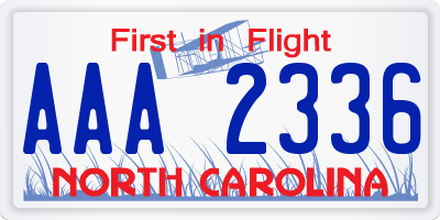 NC license plate AAA2336