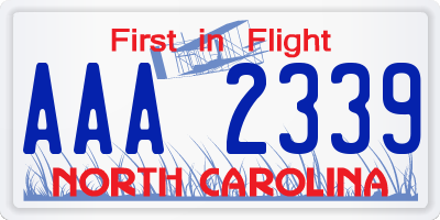 NC license plate AAA2339