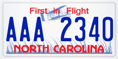 NC license plate AAA2340