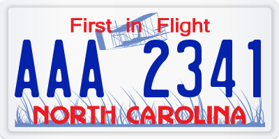 NC license plate AAA2341