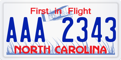 NC license plate AAA2343