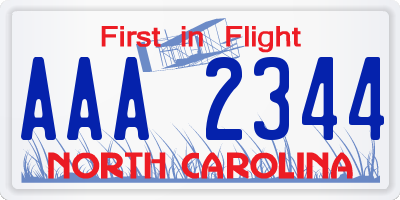 NC license plate AAA2344