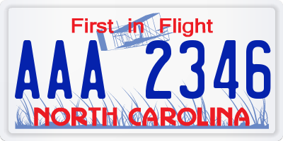 NC license plate AAA2346