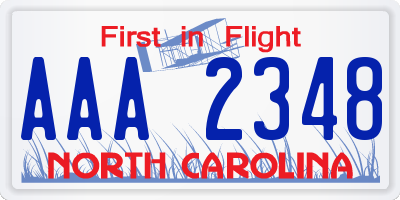 NC license plate AAA2348