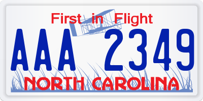 NC license plate AAA2349