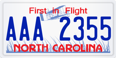 NC license plate AAA2355