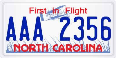 NC license plate AAA2356