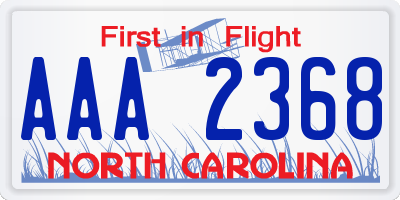 NC license plate AAA2368