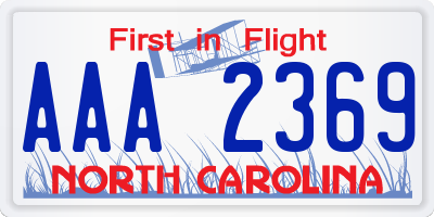 NC license plate AAA2369