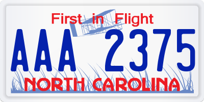 NC license plate AAA2375