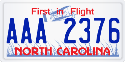 NC license plate AAA2376