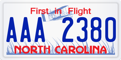 NC license plate AAA2380