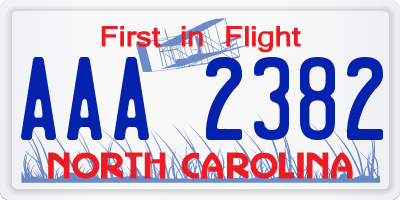 NC license plate AAA2382