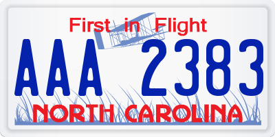 NC license plate AAA2383