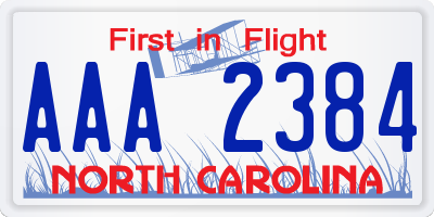 NC license plate AAA2384