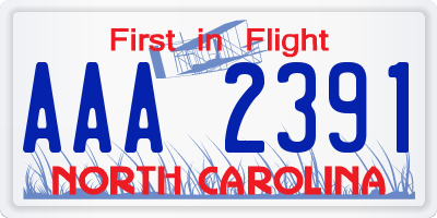 NC license plate AAA2391