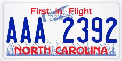 NC license plate AAA2392