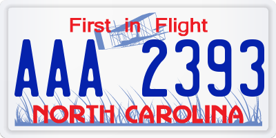 NC license plate AAA2393