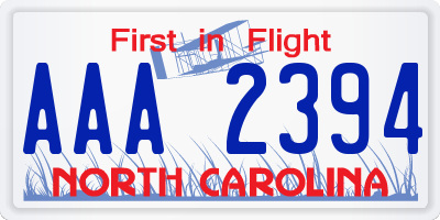 NC license plate AAA2394