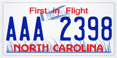 NC license plate AAA2398