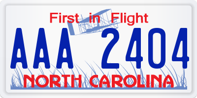 NC license plate AAA2404