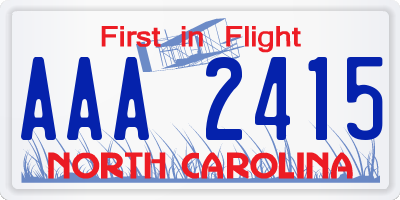 NC license plate AAA2415