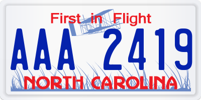 NC license plate AAA2419