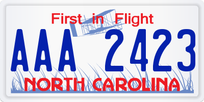 NC license plate AAA2423