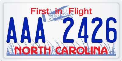 NC license plate AAA2426