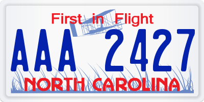 NC license plate AAA2427