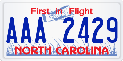 NC license plate AAA2429