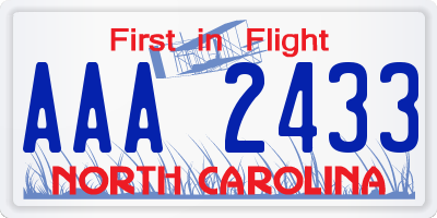 NC license plate AAA2433