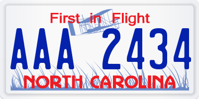 NC license plate AAA2434