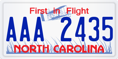 NC license plate AAA2435