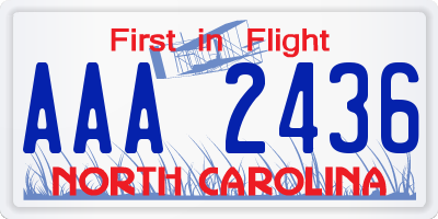 NC license plate AAA2436