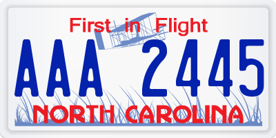 NC license plate AAA2445