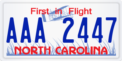 NC license plate AAA2447