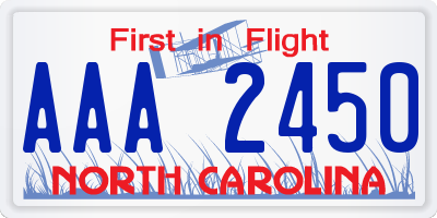 NC license plate AAA2450