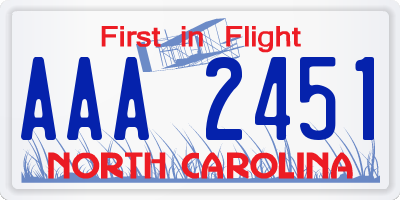 NC license plate AAA2451