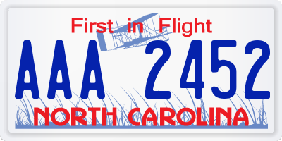 NC license plate AAA2452